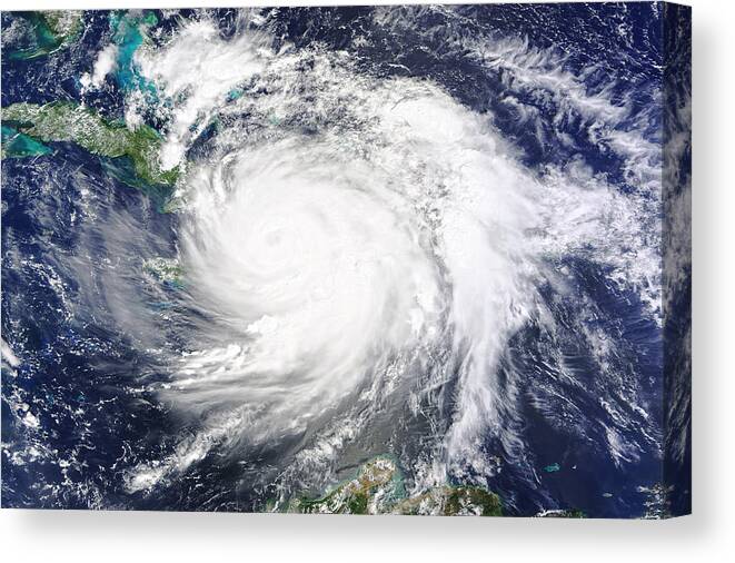Aerial View Canvas Print featuring the photograph Hurricane Matthew Makes Landfall by Science Source
