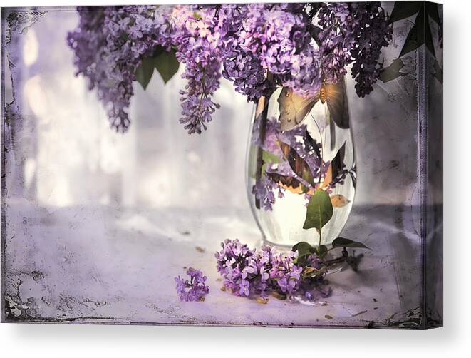 Lilacs Canvas Print featuring the photograph I Picked A Bouquet Of Lilacs Today by Theresa Tahara