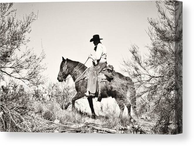 Cowboy Canvas Print featuring the photograph I Went Up To The Mountain... by Amanda Smith