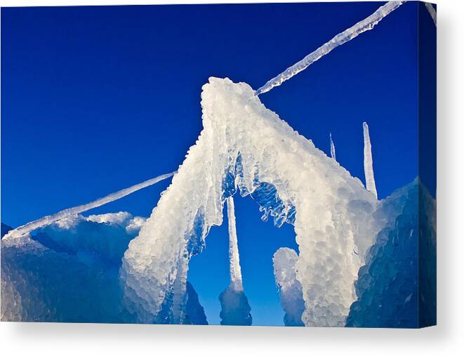 Ice Canvas Print featuring the photograph Ice Abstract 3 by Christie Kowalski