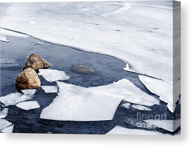 Ice Canvas Print featuring the photograph Icy shore in winter 2 by Elena Elisseeva