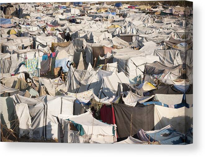 Scenics Canvas Print featuring the photograph IDP Camp in Haiti by Claudiad