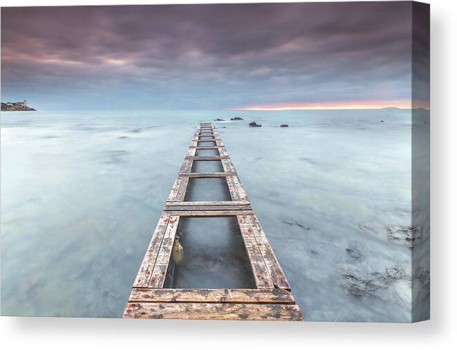 Seascape Canvas Print featuring the photograph In Silence We Yearn by Paolo Stoppani