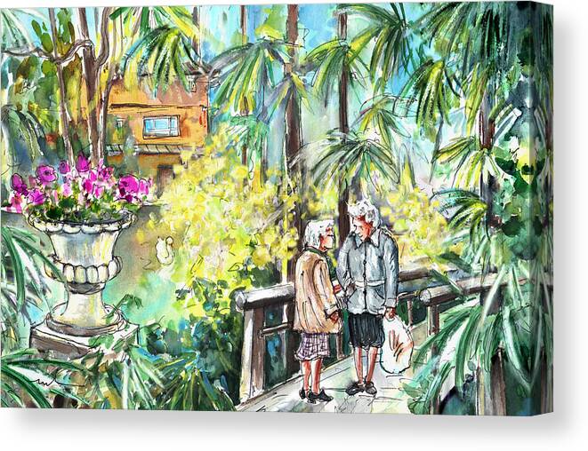 Travel Canvas Print featuring the painting In The Park In Bergamo by Miki De Goodaboom