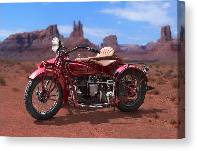 Indian Motorcycle Canvas Print featuring the photograph Indian 4 Sidecar 2 by Mike McGlothlen
