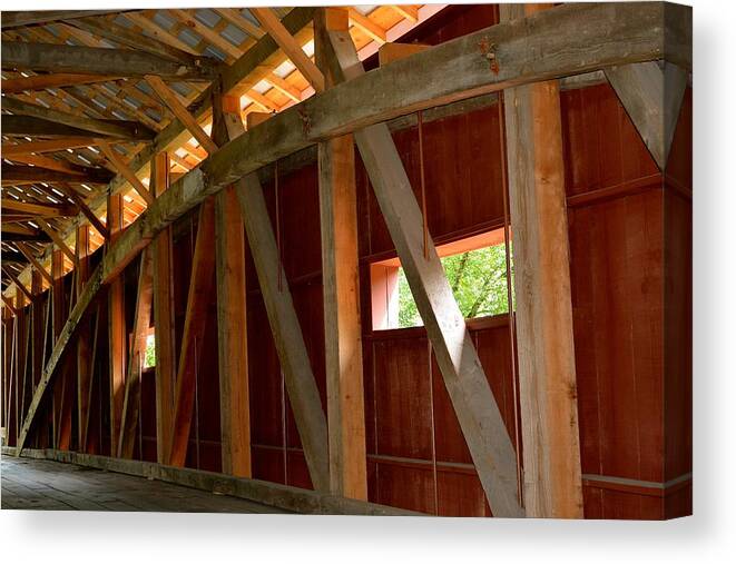 Amish Canvas Print featuring the photograph Inside a Covered Bridge 2 by Tana Reiff