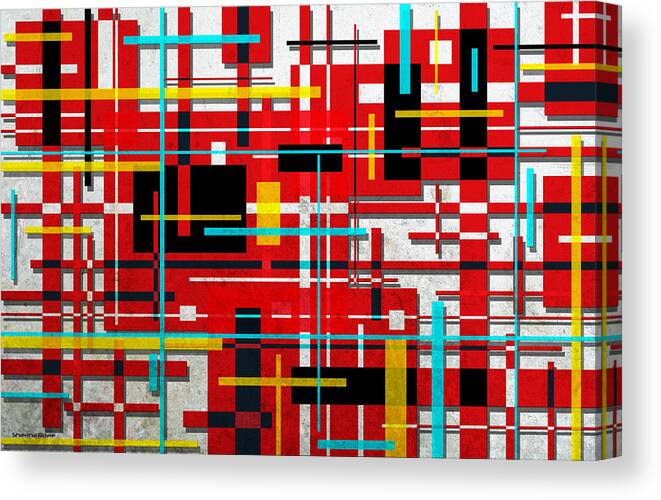 Geometric Abstract Canvas Print featuring the digital art Intersection by Shawna Rowe