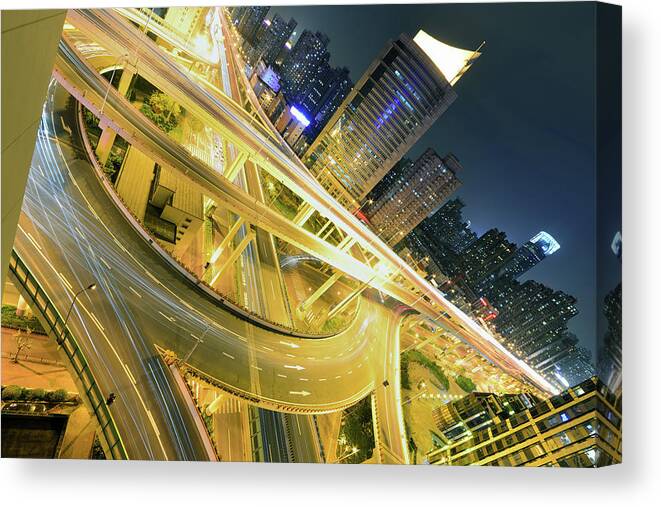 Built Structure Canvas Print featuring the photograph Intricate Intersection by Wei Fang