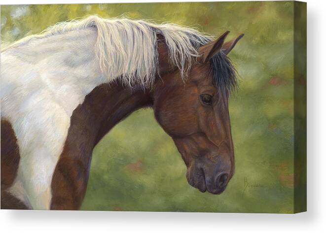 Horse Canvas Print featuring the painting Intrigued by Lucie Bilodeau