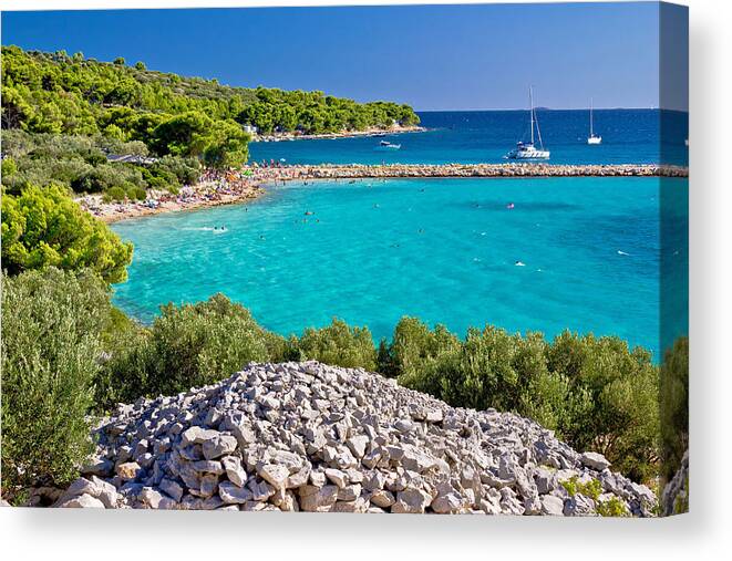 Murter Canvas Print featuring the photograph Island Murter turquoise lagoon beach by Brch Photography