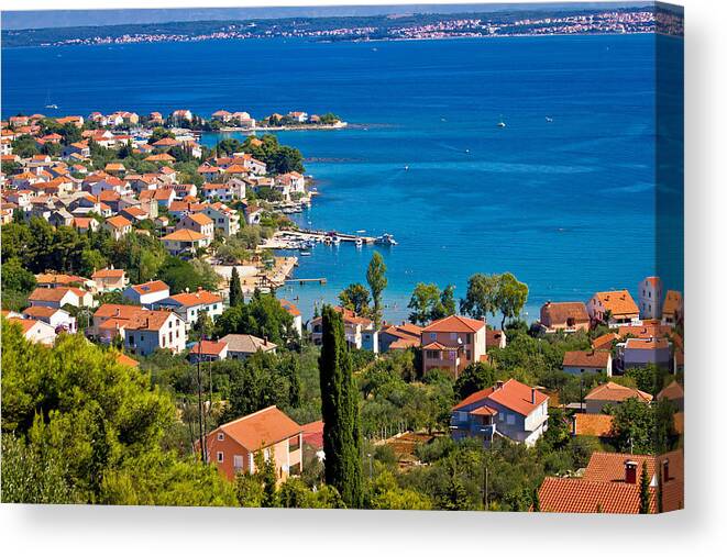 Croatia Canvas Print featuring the photograph Island of Ugljan colorful coastline by Brch Photography