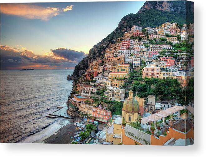 Amalfi Coast Canvas Print featuring the photograph Italy, Amalfi Coast, Positano by Michele Falzone