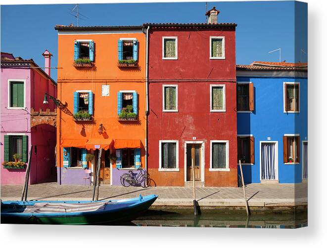 Tranquility Canvas Print featuring the photograph Italy, Venice, Colourful Houses And by Westend61
