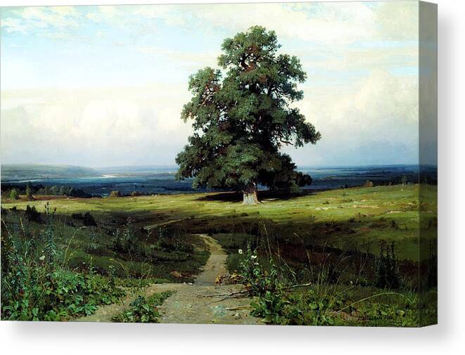 Ivan Shishkin In The Open Valley1883 Canvas Print featuring the painting Ivan Shishkin In the Open Valley1883 by MotionAge Designs