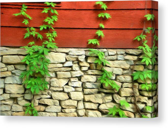 Architecture Canvas Print featuring the painting Ivy on Stone and Wood by Jeffrey Kolker