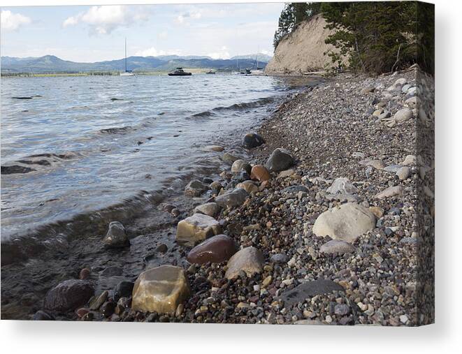 Lake Canvas Print featuring the photograph Jackson Lake with Boats by Belinda Greb