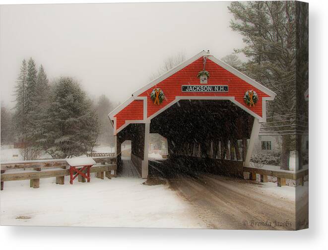Covered Bridge Canvas Print featuring the photograph Jackson NH Covered Bridge by Brenda Jacobs