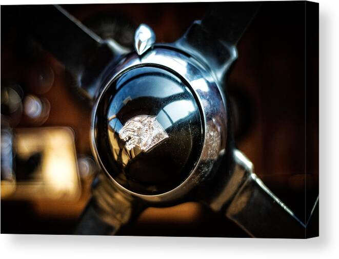 Transport Canvas Print featuring the photograph Jaguar Steering Wheel by Spikey Mouse Photography