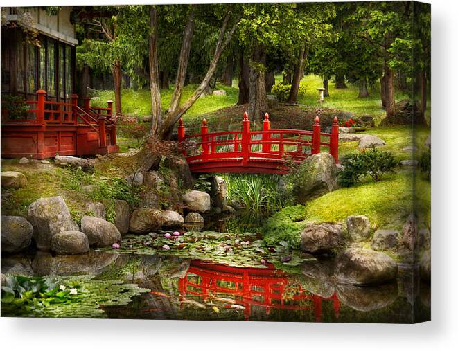 Teahouse Canvas Print featuring the photograph Japanese Garden - Meditation by Mike Savad