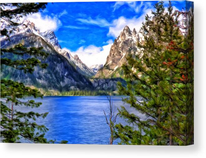 Grand Tetons Canvas Print featuring the painting Jenny Lake by Michael Pickett