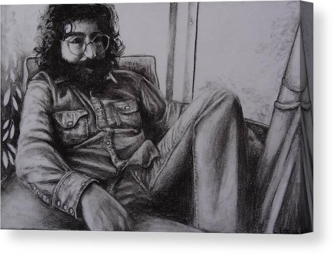Grateful Dead Canvas Print featuring the drawing Jerry Garcia in '72  by Leandria Goodman
