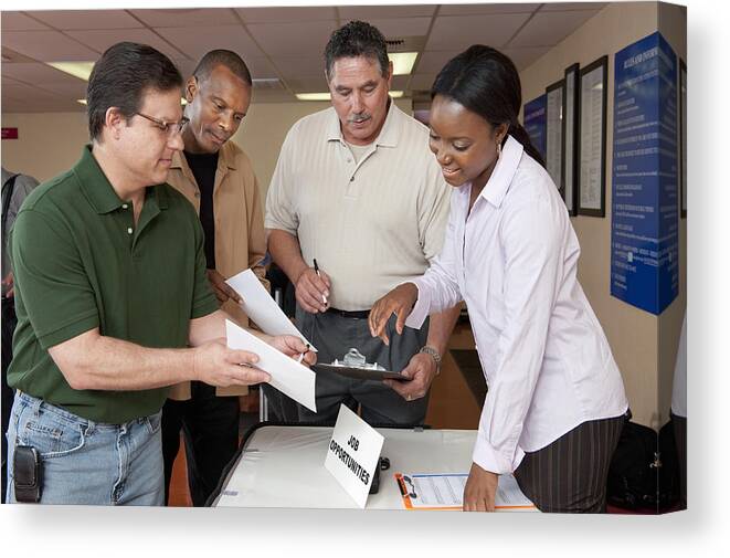 Unemployment Office Canvas Print featuring the photograph Job Fair by Yellow Dog Productions Inc.