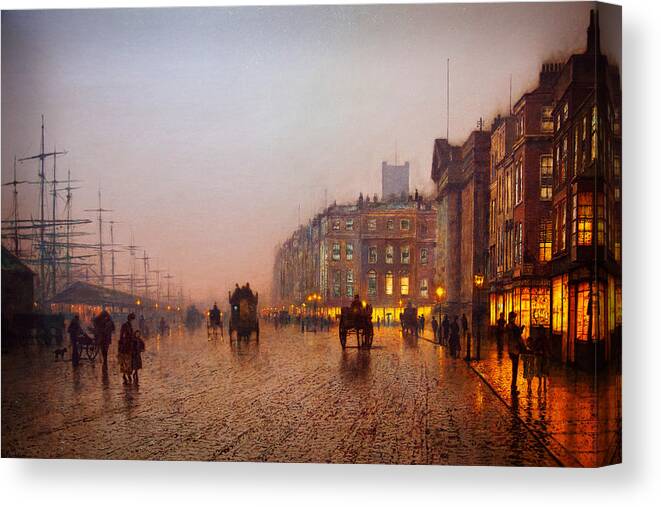John Atkinson Grimshaw Canvas Print featuring the painting John Atkinson Grimshaw Liverpool from Wapping 1885 by MotionAge Designs