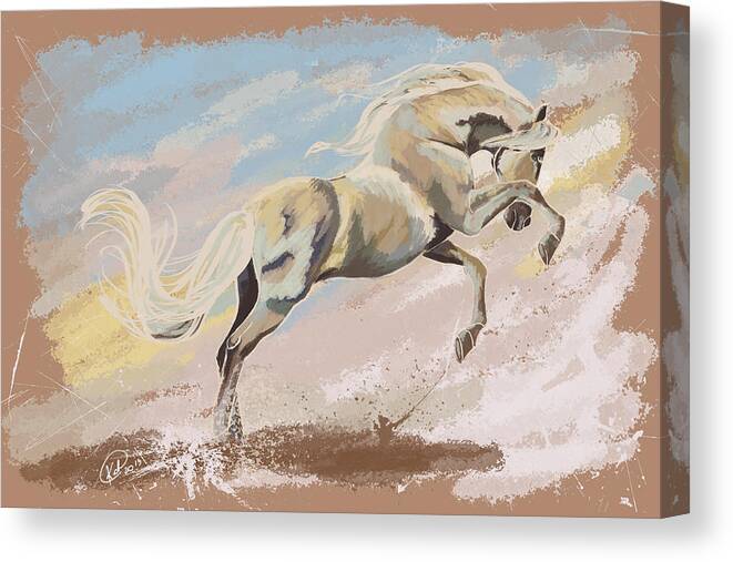 Arab Horse Canvas Print featuring the digital art Joy by Kate Black