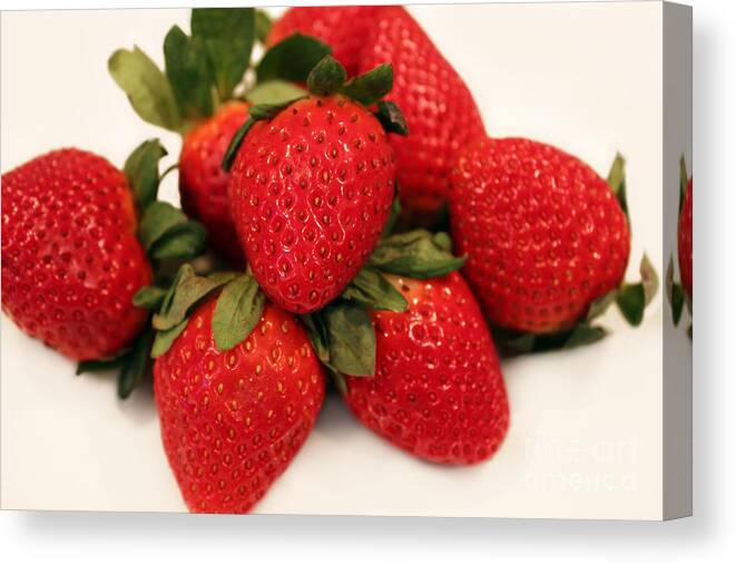Juicy Strawberries Canvas Print featuring the photograph Juicy Strawberries by Barbara A Griffin