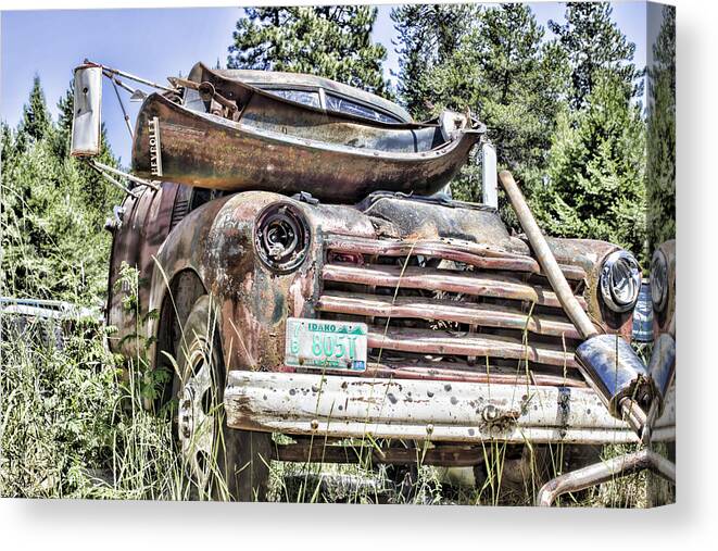 Chevrolet Truck Canvas Print featuring the photograph Junkyard Series Chevrolet Truck by Cathy Anderson