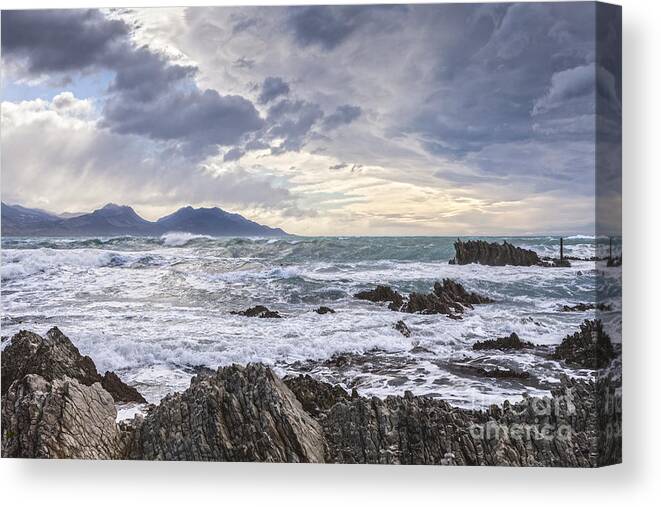 Kaikoura Canvas Print featuring the photograph Kaikoura New Zealand in Stormy Weather by Colin and Linda McKie