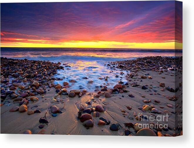 Sunset Pebbles Stones Beach Seascape Seascapes Karrara Hallett Cove Adelaide South Australia Australian Canvas Print featuring the photograph Karrara Sunset by Bill Robinson