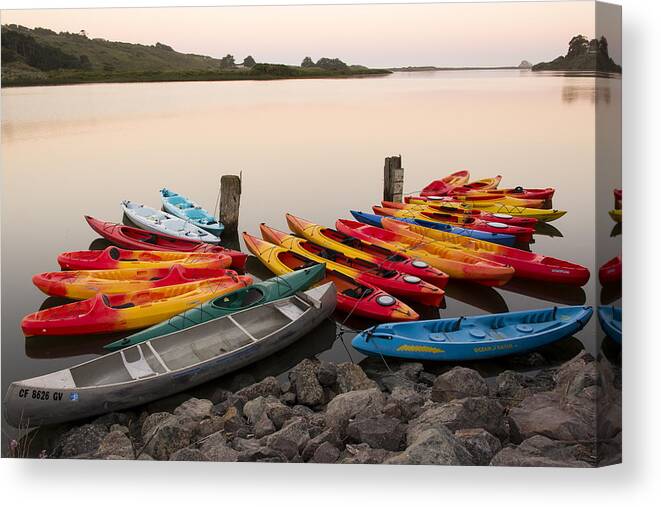 Russian River Canvas Print featuring the photograph Kayaks on the Russian River by Joe Doherty