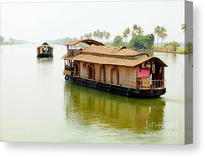 Palm Canvas Print featuring the photograph Kerala houseboats by Paul Cowan