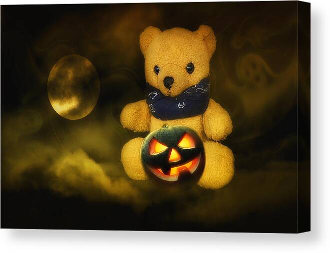 Halloween Teddy Canvas Print featuring the photograph Kevs Teddys 021 by Kevin Chippindall