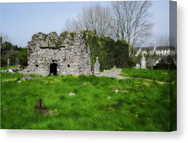 Kilmore Canvas Print featuring the photograph Kilmore Church Ruins - Founded by St Patrick - Ballina Co Mayo by Bill Cannon