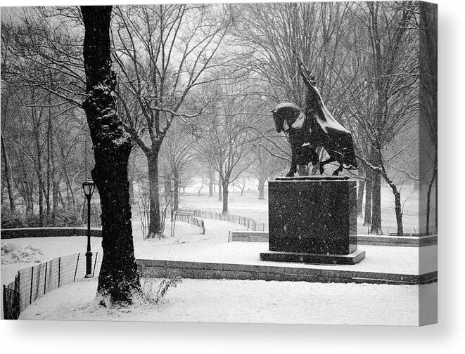 King Jagiello Canvas Print featuring the photograph King Jagiello braves a blizzard by Cornelis Verwaal