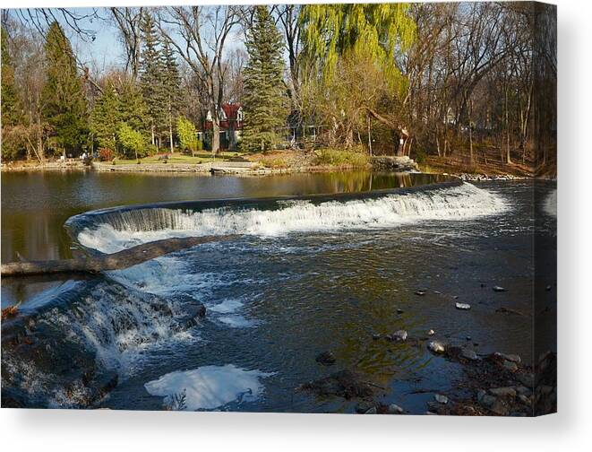 Kletzsch Park Canvas Print featuring the photograph Kletzsch Park Water Falls by Susan McMenamin