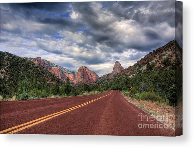 Road Canvas Print featuring the photograph Kolob Canyon by Eddie Yerkish