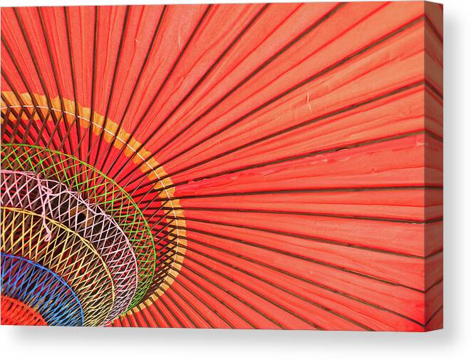 Orange Color Canvas Print featuring the photograph Kyoto Umbrella by Pamela Oliveras