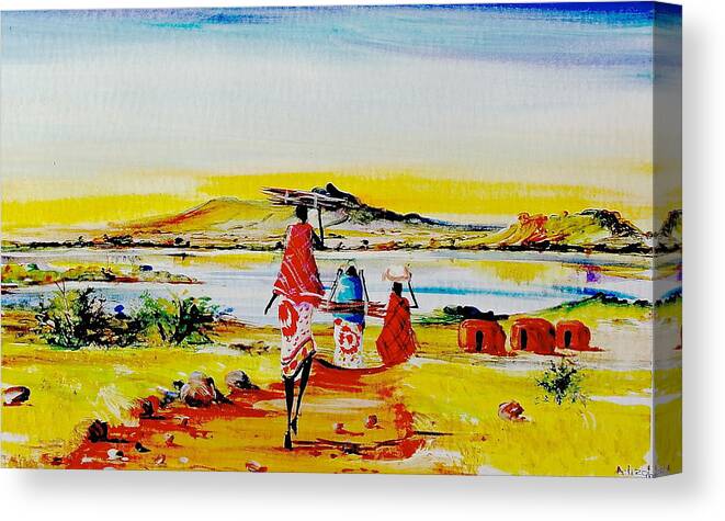 African Paintings Canvas Print featuring the painting L 141 by Albert Lizah