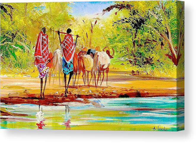 African Paintings Canvas Print featuring the painting L 98 by Albert Lizah