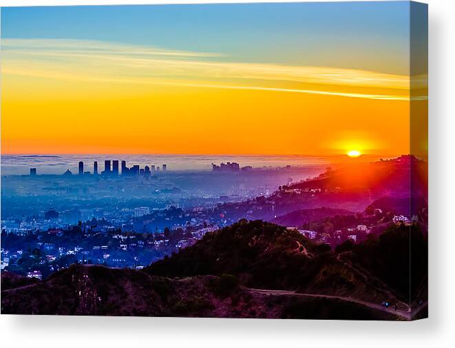 Tranquility Canvas Print featuring the photograph LA sunset by Carl Larson Photography