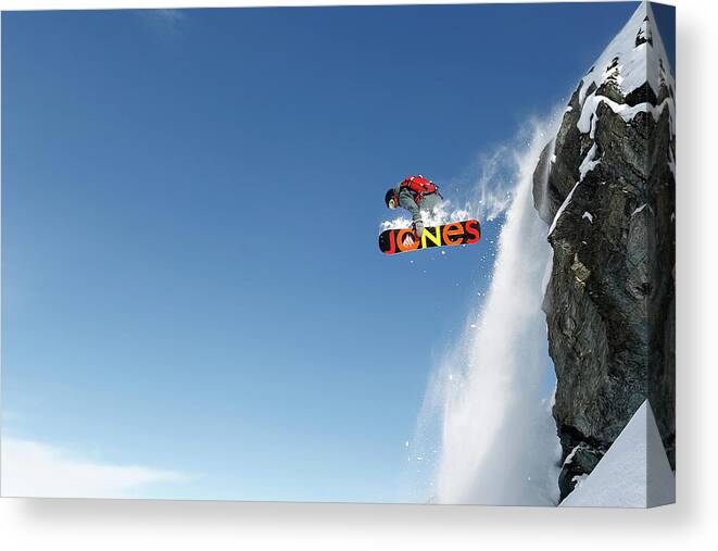 Snowboard Canvas Print featuring the photograph Lac Des Vaux by Jakob Sanne