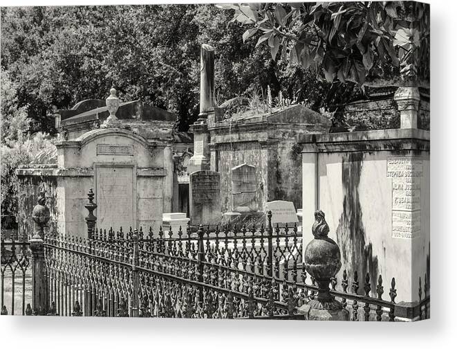 Black & White Canvas Print featuring the photograph Lafayette Cemetery No. 1 by Jim Shackett