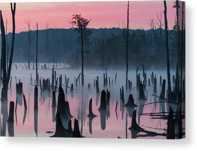 Misty Canvas Print featuring the photograph Lake @ Morning #2 by ??? / Austin