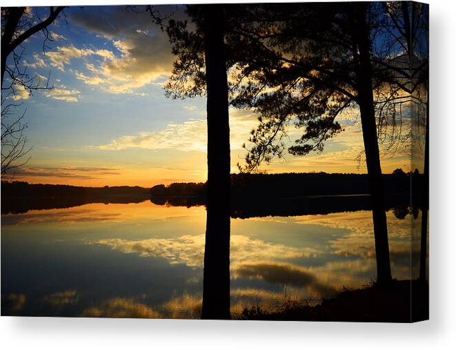 Lake Canvas Print featuring the digital art Lake at Sunrise by Kathleen Illes