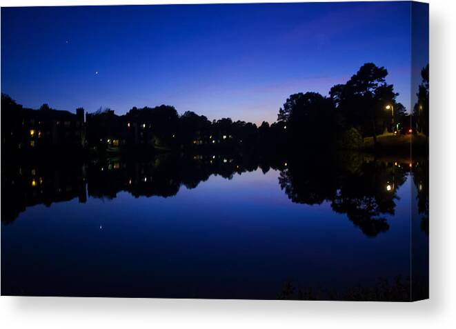 Dusk Image Canvas Print featuring the photograph Lake Reflection At Dusk by Flees Photos