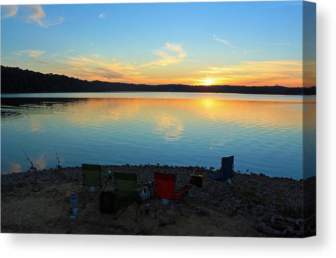 Lake Canvas Print featuring the photograph Lake Shore Fishing by Lorna Rose Marie Mills DBA Lorna Rogers Photography