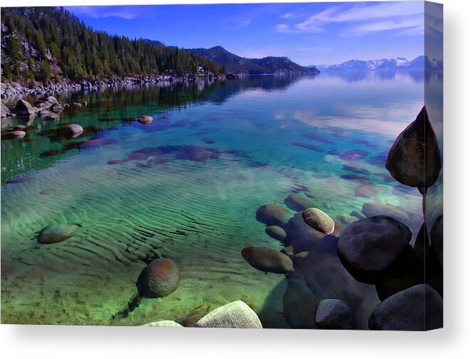 Blue Sky Canvas Print featuring the photograph Lake Tahoe Waterscape by Scott McGuire